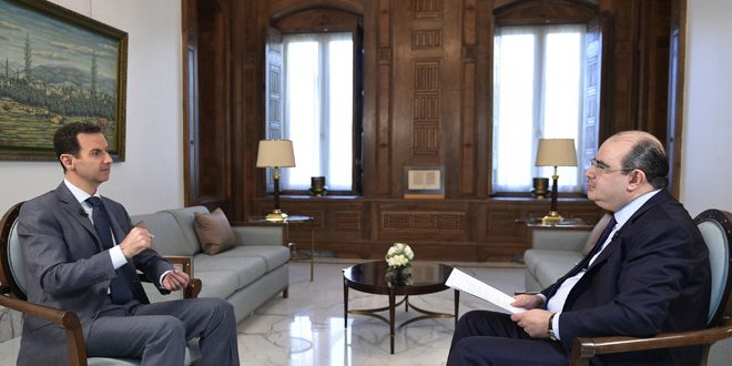 President al-Assad: Failure of Western states and Turkey in the battle in Aleppo means failure of outside project and the transformation of the course of the war in Syria
