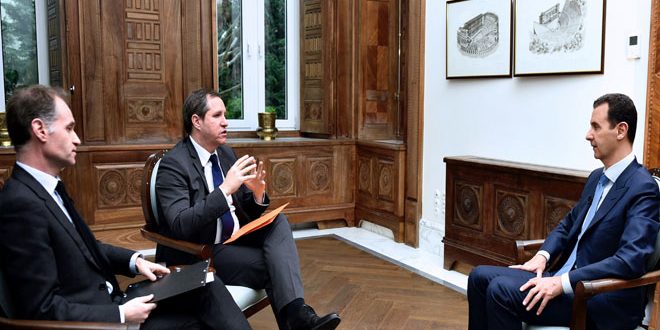 President al-Assad to TF1 TV and EUROPE 1Radio: We fight for the Syrian people, therefore, they support their government, army and President the West supported terrorists in Syria and it pays the price of its policies now