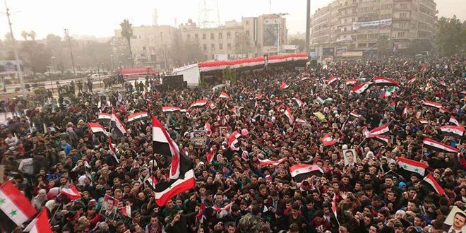 Mass celebration on anniversary of Aleppos victory over terrorism