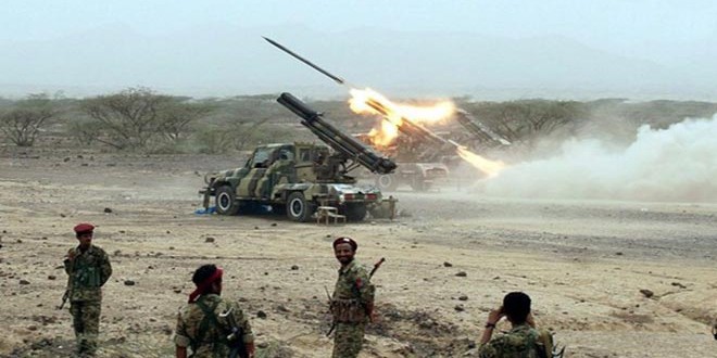 مقتل وإصابة العشرات من مرتزقة بني سعود في قصف صاروخي للجيش اليمني على تجمعاتهم في تعز