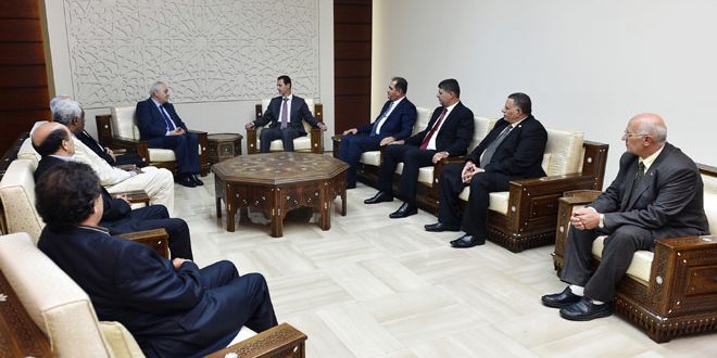 President al-Assad to members of ICATU: Arab popular organizations play important role in this stage of the regions history