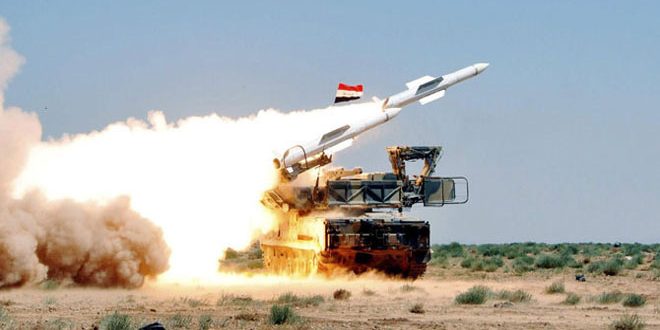 Armys Air Defense intercepts Israeli missile aggression on a military site in Damascus countryside